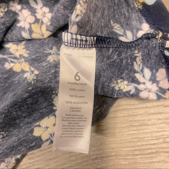 Carter’s baby girl navy floral cotton long sleeved dress 6M EUC - Picture 3 of 4